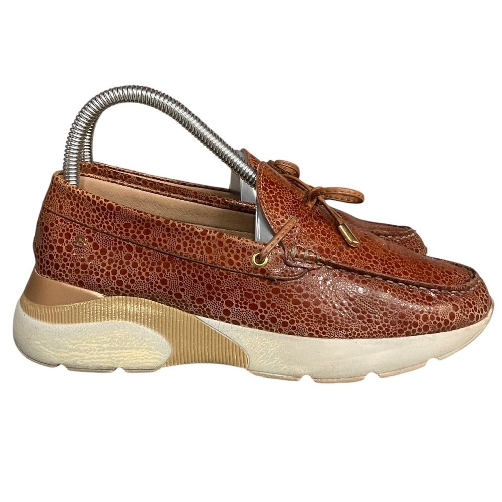 B‎ Andria-D Platform Croc Embossed Leather Loafers Shoes Brown Size 37 Comfort